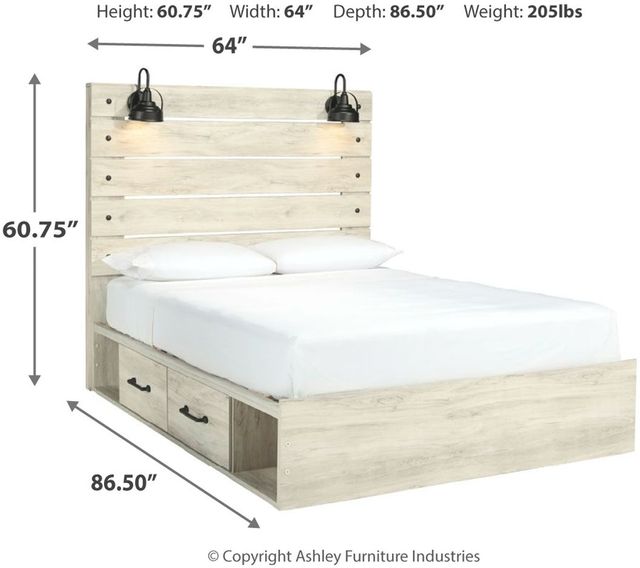 Signature Design by Ashley® Cambeck Whitewash Queen Panel Bed with Side Storage 3