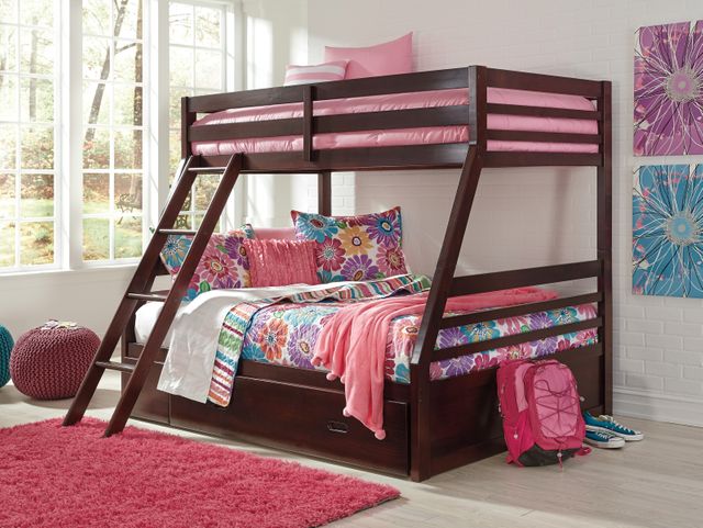 Signature Design by Ashley® Halanton Dark Brown Twin/Full Bunk Bed with Drawer 1