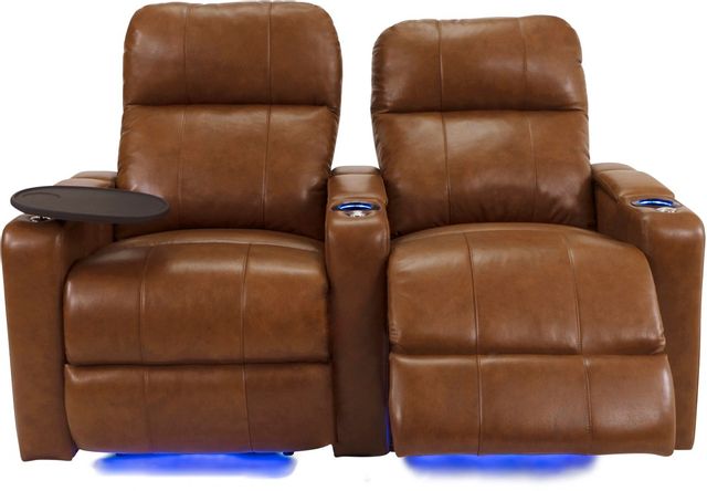 RowOne Prestige Home Entertainment Seating Brown 2-Chair Straight Row 1