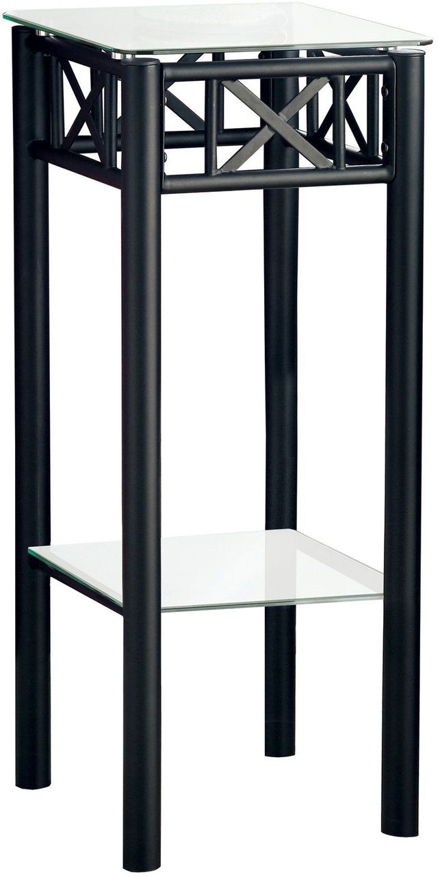 Monarch Specialties Inc. Glass Top Accent Table with Black Metal Base