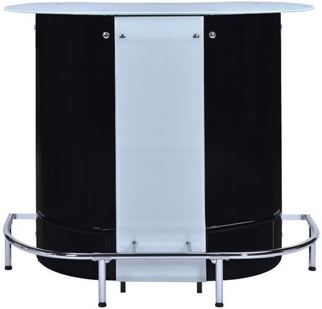 Coaster® Lacewing Glossy Black And White 1-Shelf Bar Unit 
