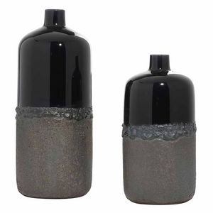 Uma Home Black Ceramic Vases (Set of 2)