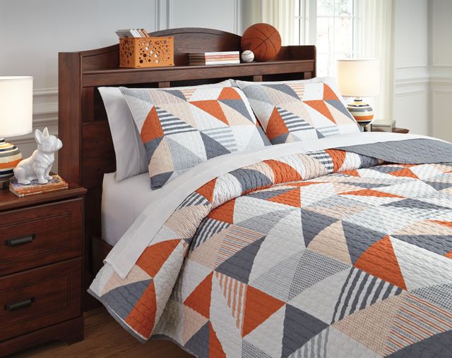 Ensemble couvre-lit double Layne, gris/orange, Signature Design by Ashley® 1