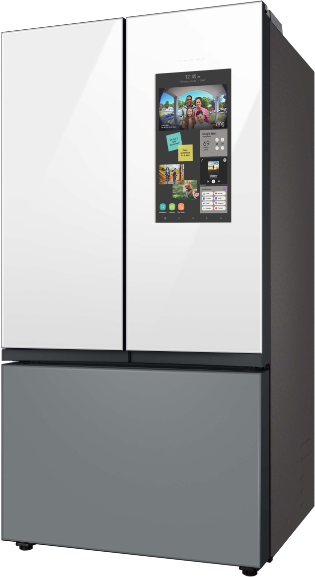 Samsung Bespoke 30 Cu. Ft. Matte Gray/White Glass 3-Door French Door ...