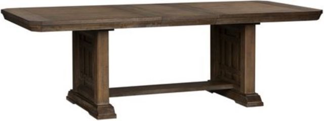 Liberty Artisan Prairie 5-Piece Aged Oak Trestle Table Set 1