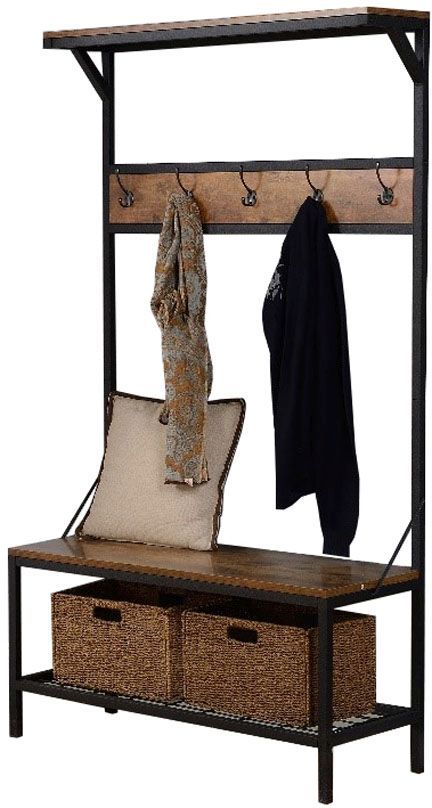 Signature Design by Ashley® Bevinfield Antique Brown Hall Tree with Storage Bench-1