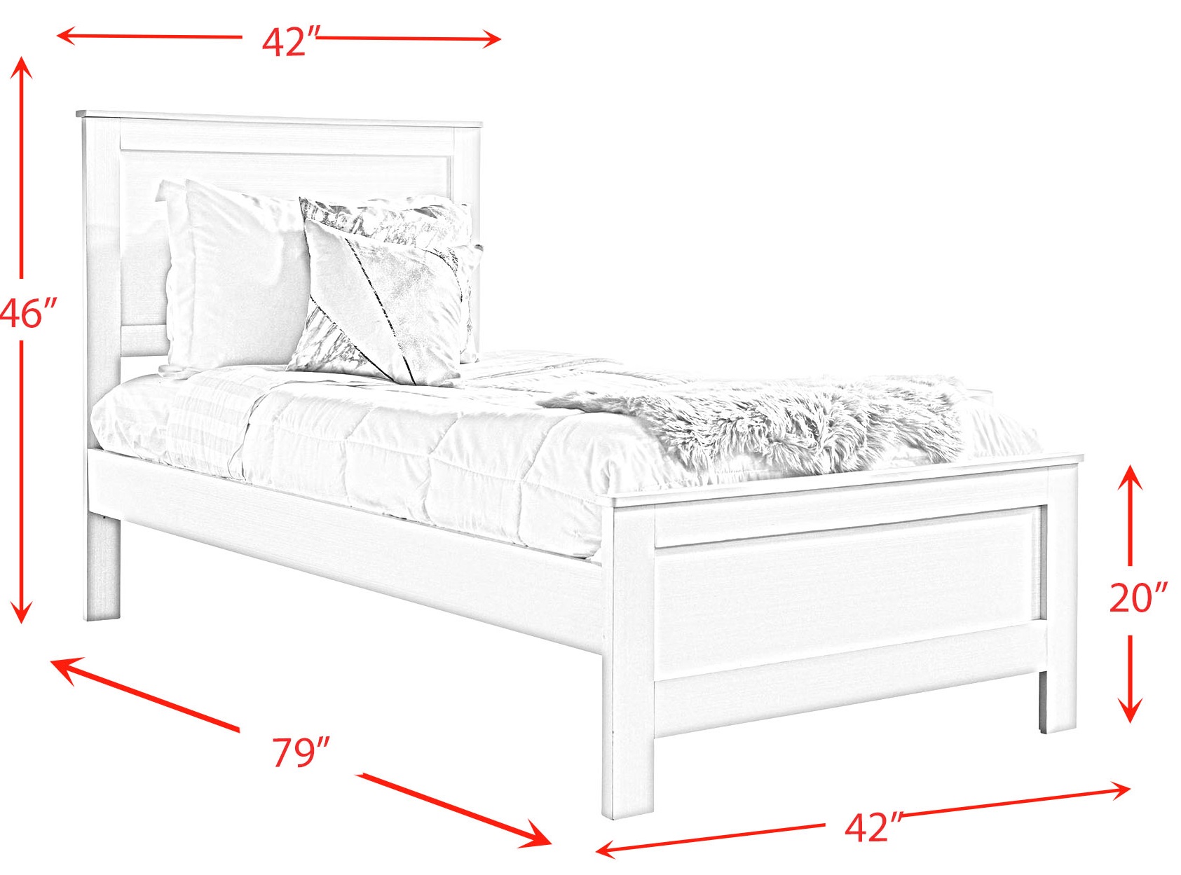 catalina white twin bed