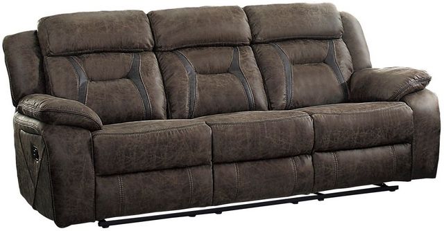 Homelegance® Madrona Dark Brown Double Reclining Sofa