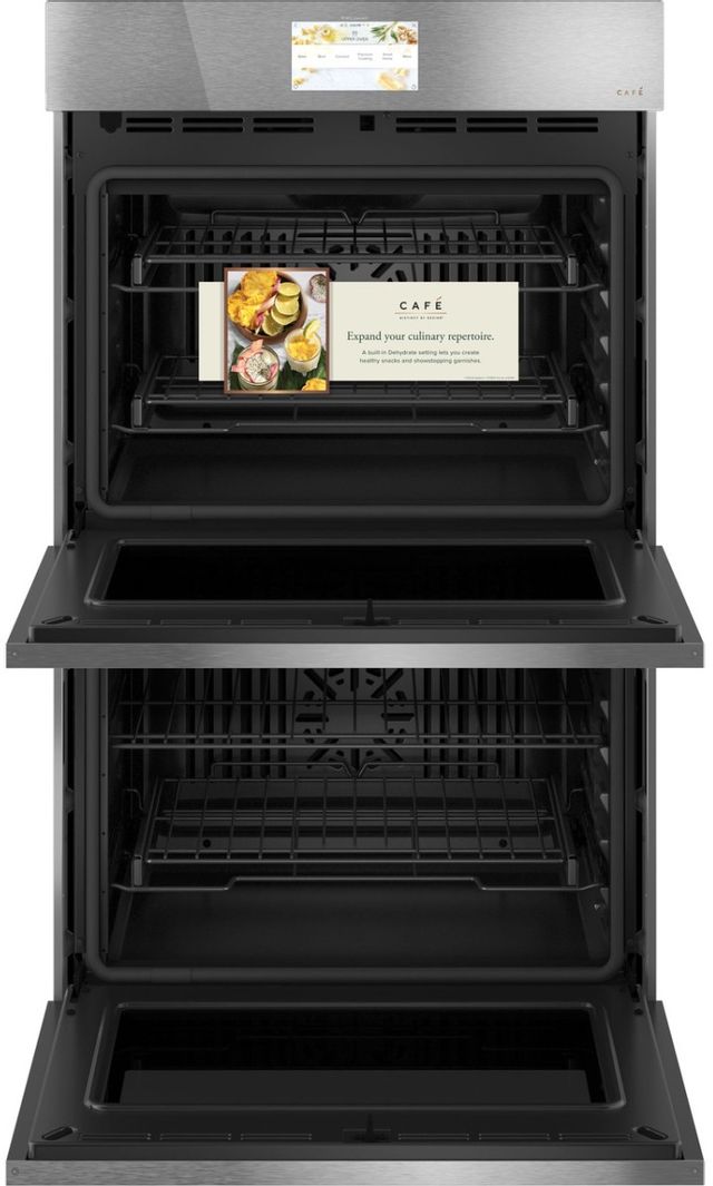 Cafe™ Minimal 30" Platinum Glass Built In Convection Double Electric Wall Oven-4