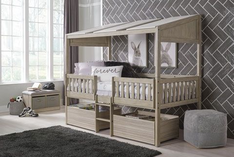 Signature Design by Ashley® Wrenalyn Two-Tone Twin Loft Bed with Under Bed Bin Storage 1