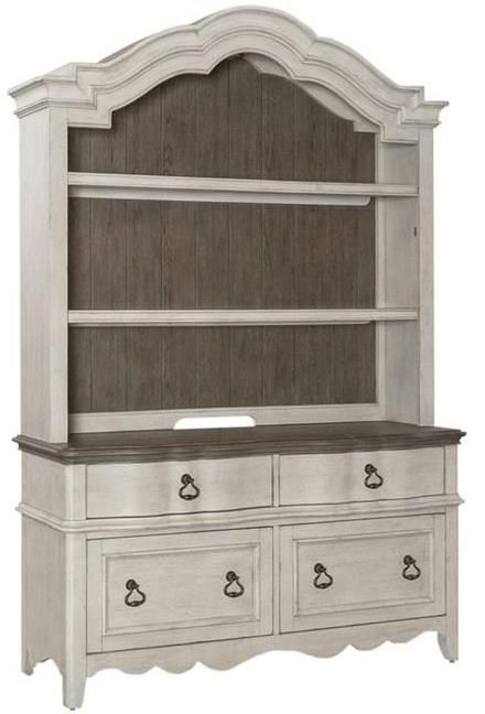 Liberty Chesapeake Taupe/Wirebrushed Antique White Credenza and Hutch-0