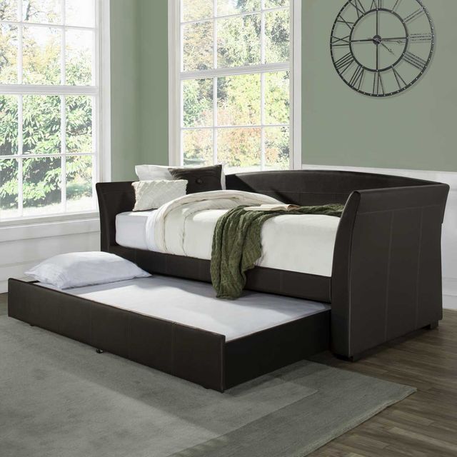 Hillsdale Furniture Montgomery Brown Faux Leather Complete Twin-Size Daybed with Trundle 9