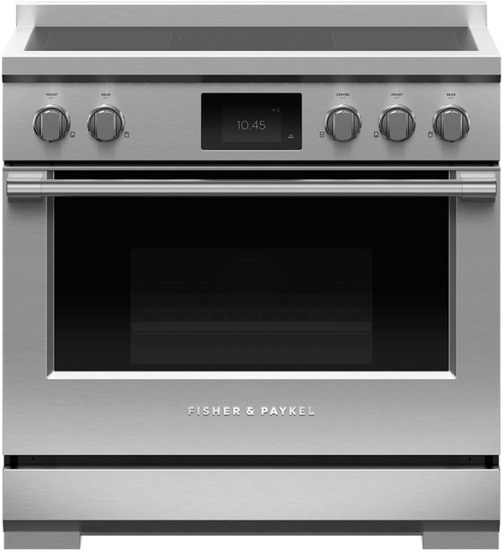 Fisher & Paykel Series 9 36" Stainless Steel with Black Glass Free Standing Professional Induction Range