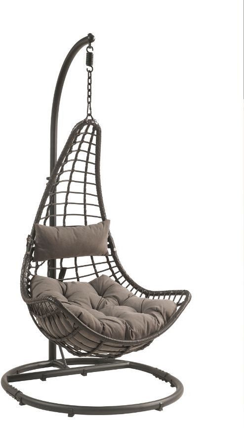 ACME Furniture Uzae Gray/Charcoal Patio Hanging Chair with Stand 1