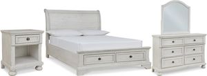 Signature Design by Ashley® Robbinsdale 4-Piece Antique White Full Sleigh Storage Bed Set