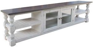 International Furniture Direct Stone Weathered Gray/Ivory Antiqued 93" TV Stand