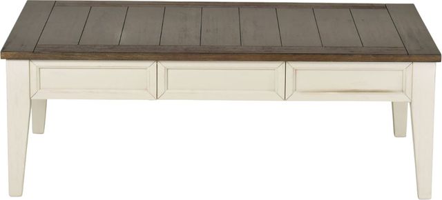 Steve Silver Co. Cayla Dark Oak Cocktail Table with Antiqued White Base-3