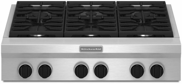 KitchenAid® 36" Stainless Steel Commercial-Style Gas Rangetop 0