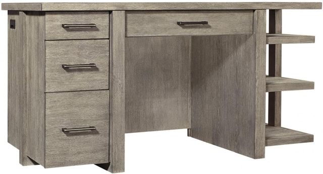 Aspenhome® Platinum Gray Linen 60" Desk with Open Shelves-0