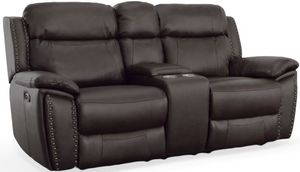 Elements International Apache Bronco Chocolate Reclining Loveseat with Console