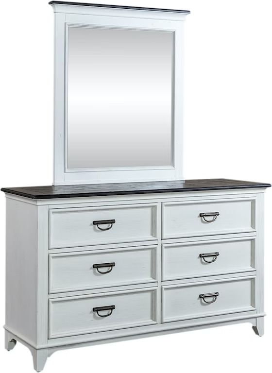 Liberty Allyson Park Wirebrushed White Dresser and Mirror