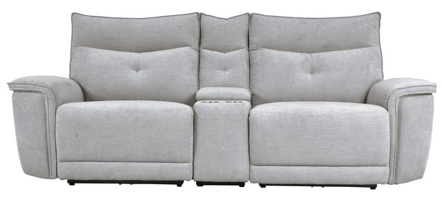 Homelegance® Tesoro Mist Gray Power Double Reclining Loveseat with Center Console and Power Headrests