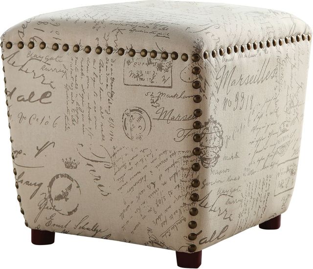 Coaster® Off White/Grey Upholstered Ottoman