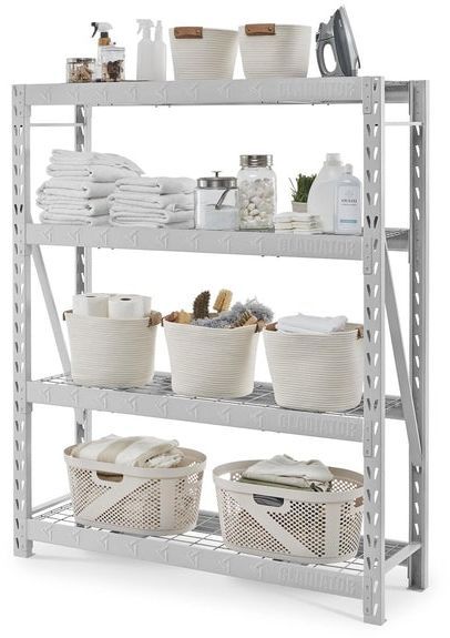 Gladiator® 60" White Wide Heavy Duty Rack with Four 18" Deep Shelves 6