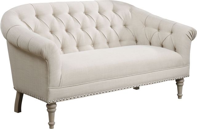 Coaster® Billie Natural Tufted Back Settee With Roll Arm