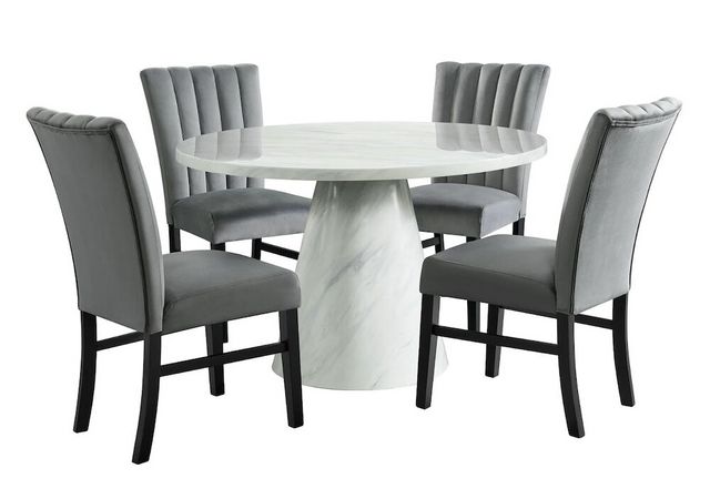 Bellini White Gray 5-Pc Dining Set | Lacks Furniture | Brownsville ...