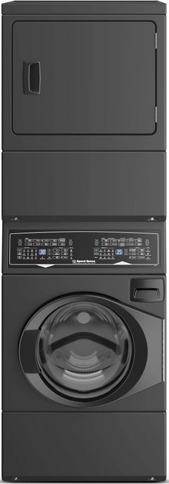 Speed Queen® SF7 3.5 Washer, 7.0 Cu. Ft Gas Dryer Matte Black Stack Laundry