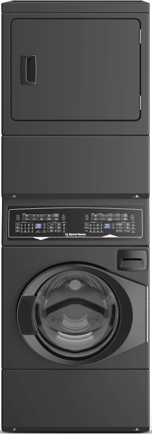 Speed Queen® SF7 3.5 Washer, 7.0 Cu. Ft Gas Dryer Matte Black Stack Laundry-0