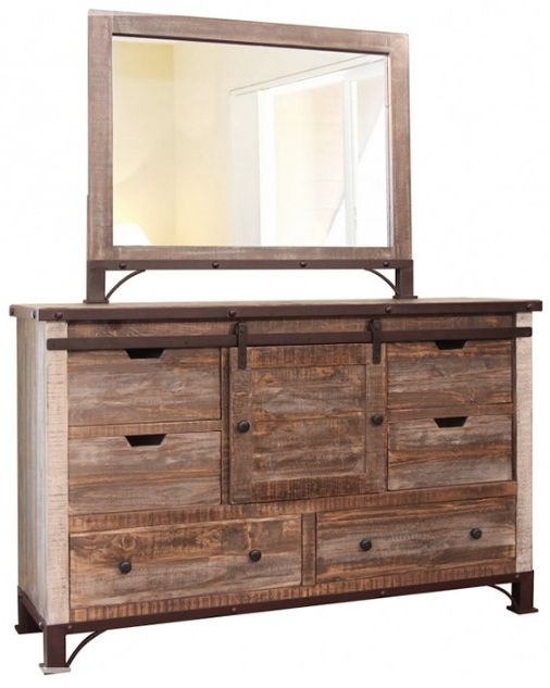 International Furniture Direct Antique Brown Dresser-1