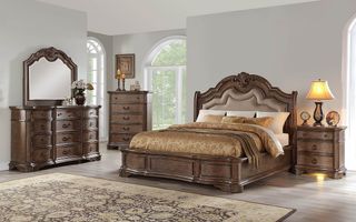 Avalon Furniture Tulsa Light Sandstone 4 Piece Queen Upholstered Bedroom Set