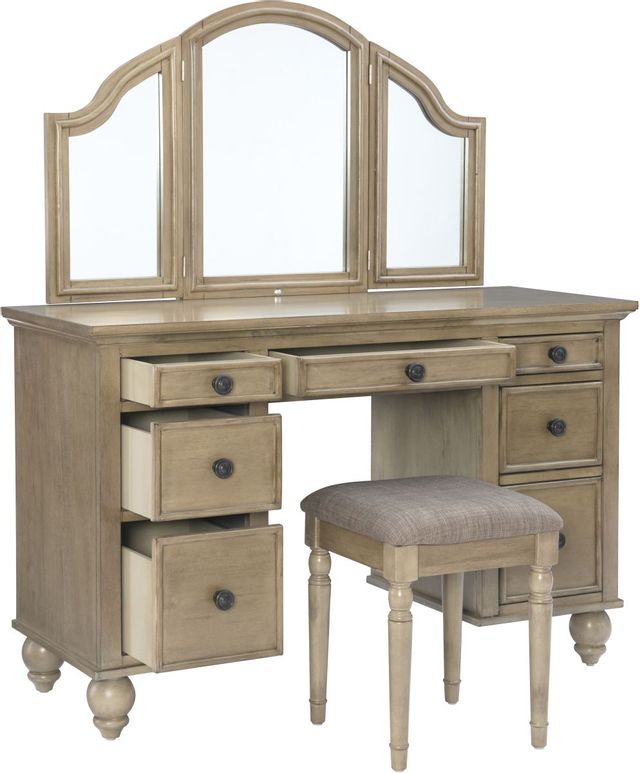 Powell® Pattan Warm Taupe/Dolphin Grey Vanity and Bench-2