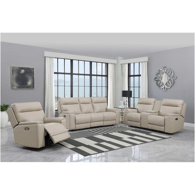 Leather Italia Bryant Leather Reclining Console Loveseat With Power Head and Foot-3