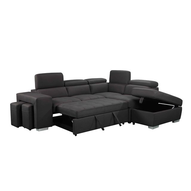 Campton Charcoal 3 Pc Sleeper Sectional with Storage 1