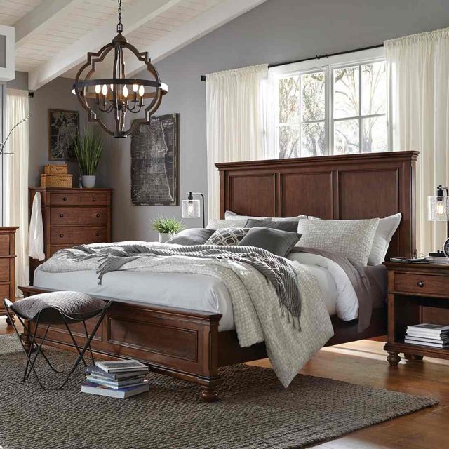 Aspenhome® Oxford Whiskey Brown Queen Panel Bed 2