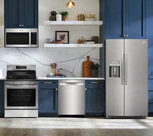 Frigidaire Gallery 4-Piece Kitchen Package with 25.6 Cu. Ft. 36" Standard Depth Side by Side Refrigerator w/ Dispenser