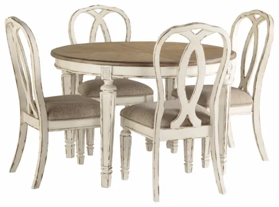 Signature Design by Ashley® Realyn 5-Piece Chipped White Dining Set