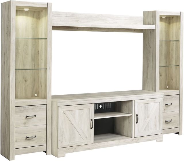 Signature Design by Ashley® Bellaby 4-Piece Whitewash Entertainment Center with Spot Lights-0