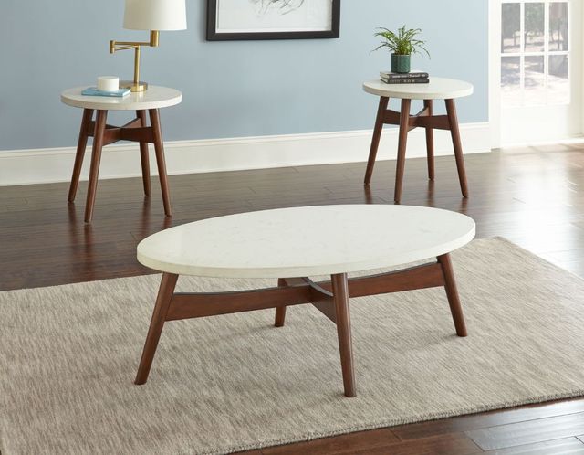 Steve Silver Co. Serena White Silverstone® Top End Table with Natural Cherry Base-1