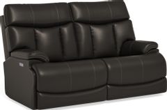 Flexsteel® Clive Black Power Reclining Loveseat with Power Headrests and Lumbar