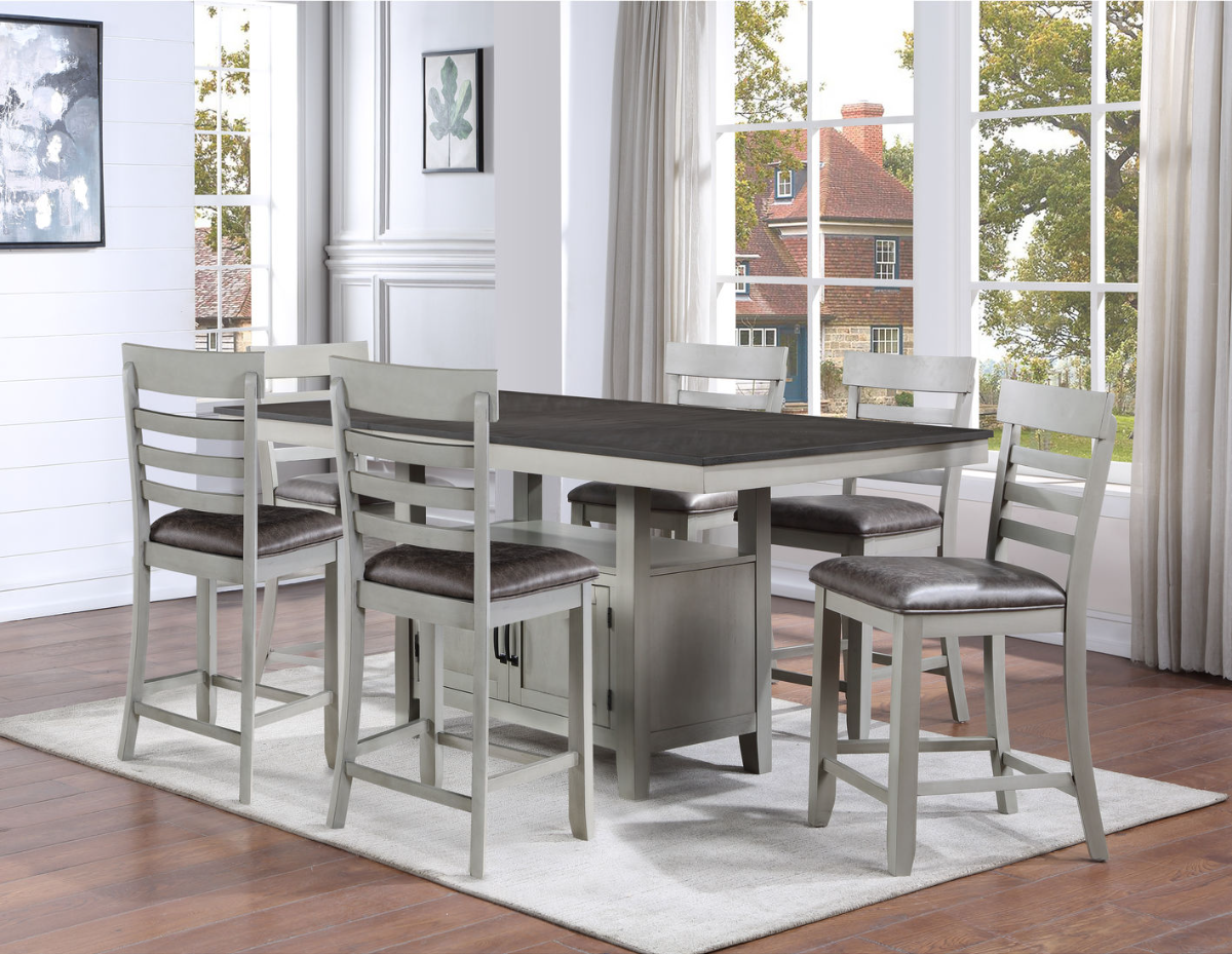 Grey counter deals height dining set