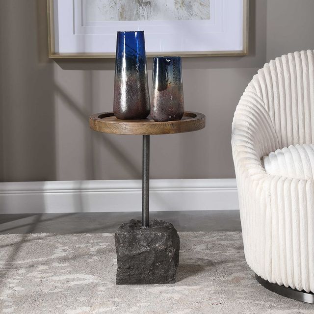 Uttermost® Horton Natural Accent Table with Aged Iron Base-2