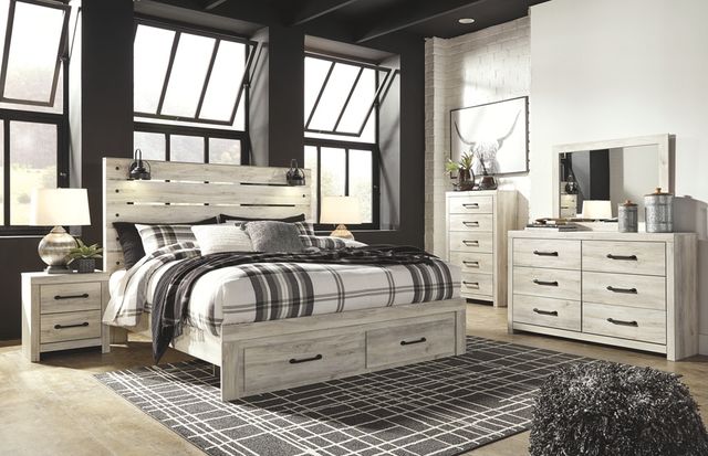 Signature Design by Ashley® Cambeck Whitewash Queen Panel Bed with 2 Storage Drawers 2