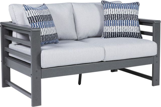 Signature Design by Ashley® Amora Charcoal Grey Loveseat with Cushion 0