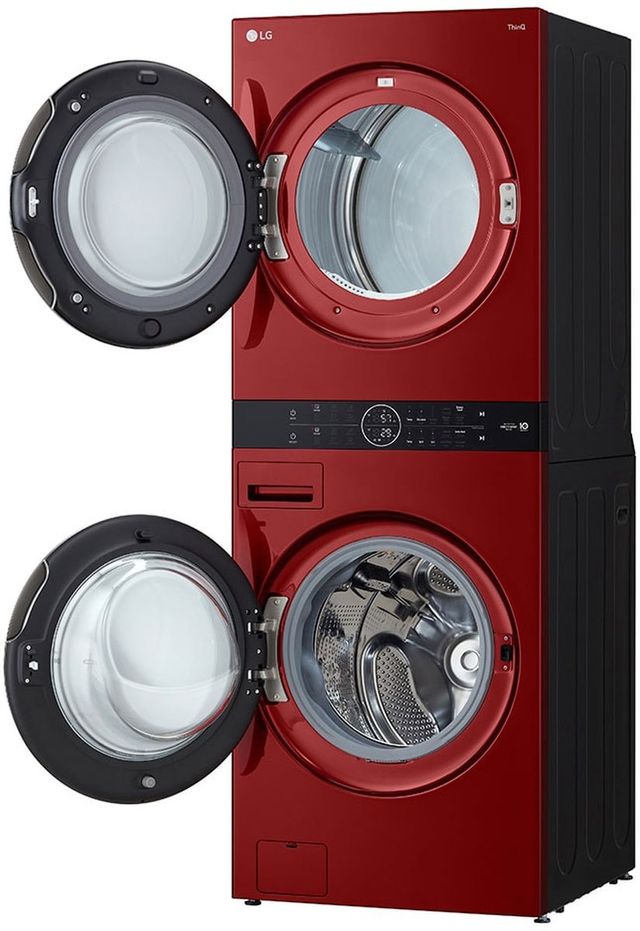LG 4.5 Cu. Ft. Washer, 7.4 Cu. Ft. Dryer Candy Apple Red Stack Laundry 2