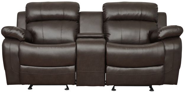 Homelegance® Marille Brown Double Reclining Glider Loveseat With Center ...