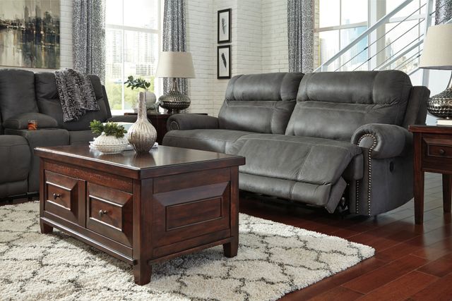 Signature Design by Ashley® Austere Gray Double Reclining Loveseat 4